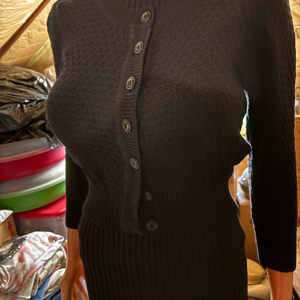 Women’s Black Button-Front Knit Cardigan Size M